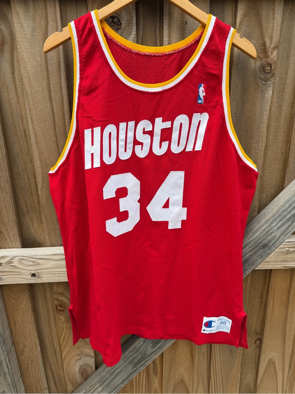Vintage Champion Houston Rockets #34 Hakeem Olajuwon Jersey Size 48 Stitched